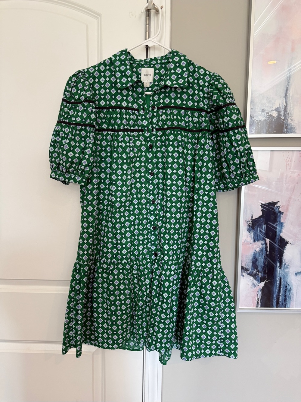 Maeve (Anthropologie) Leandra Shirred Yoke Mini Puff Sleeve Dress
